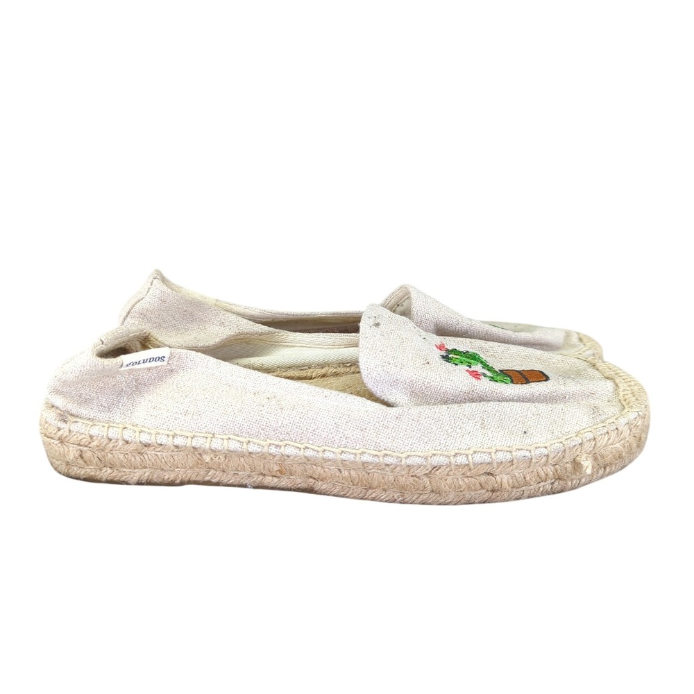 Soludos Women's Canvas Espadrille Flats Cactus Embroidery 8.5 Casual Southwest